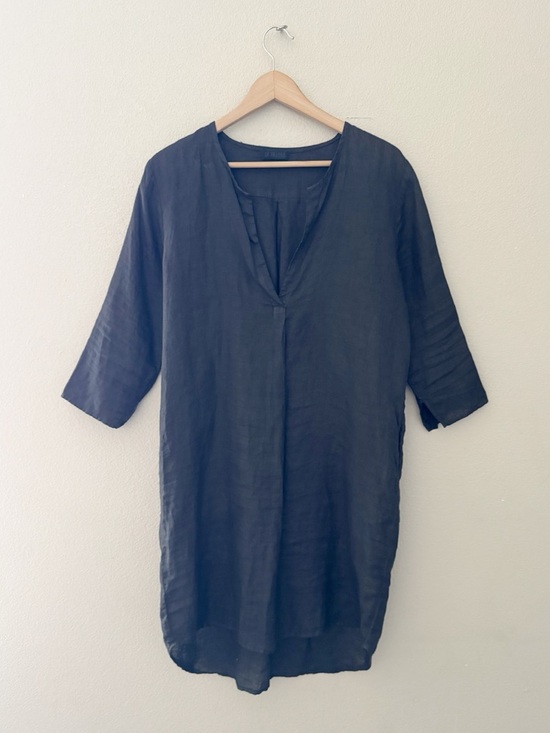 CP Shades Dresses & Skirts - CP Shades Linen Tunic Dress Cover Up Med Black Drapey Casual Minimalist Boho
